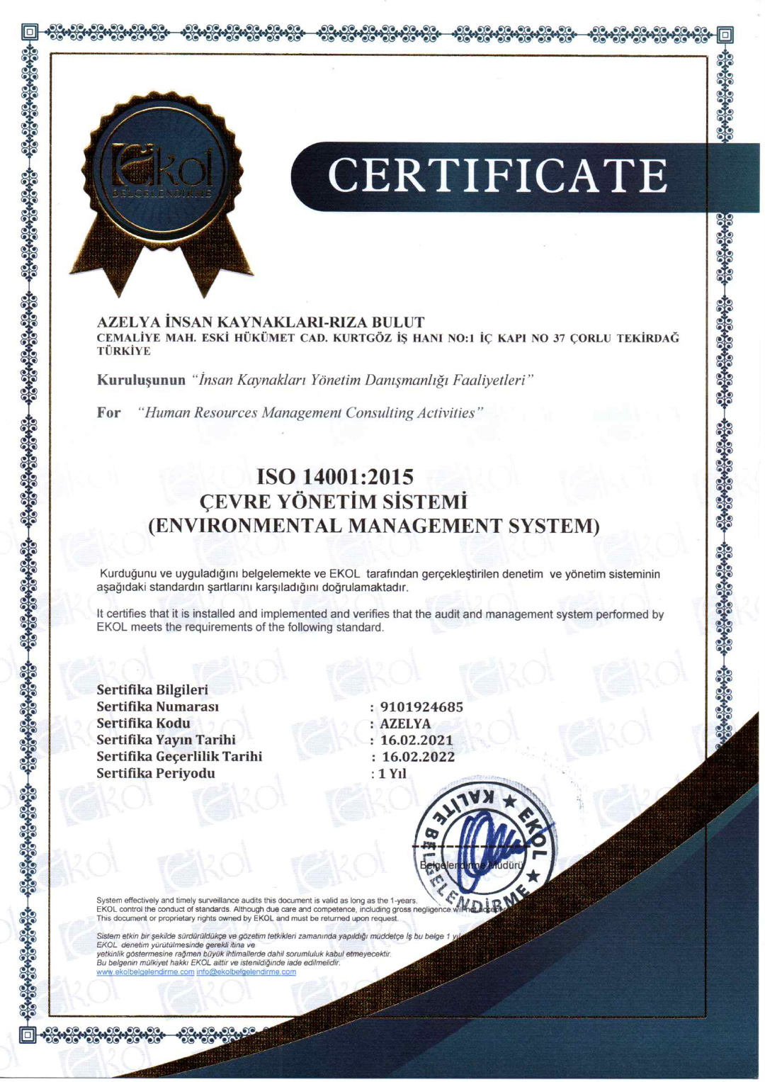 AZELYA-ISO-14001